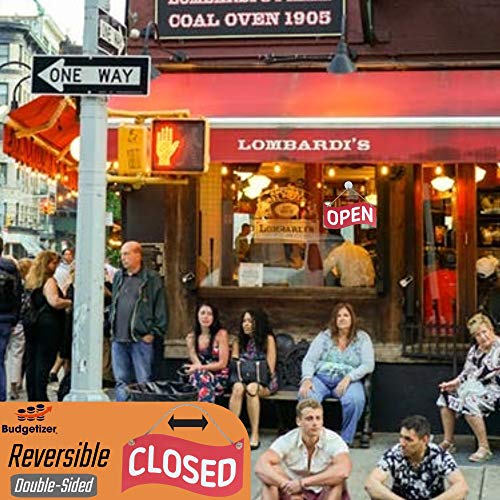 Open Closed Sign for Business – Bundle with 2 Suction Cup, Pull and Push Stickers - Red/Blue Double-Sided Open Signs for Business is The Ideal for Restaurant Stores Bar Windows or Doors (Red) - Thumbnail 3