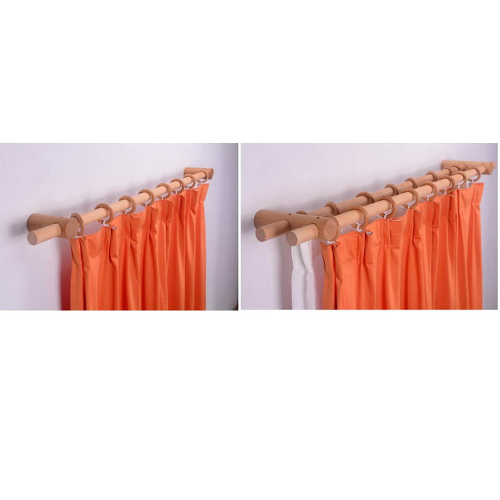 Tringle à rideaux romaine en bois massif de 110 cm - Couleur noyer - Installation facile - Durable - Double tringle en option pour décoration d'intérieur - Solution élégante de traitement de fenêtre