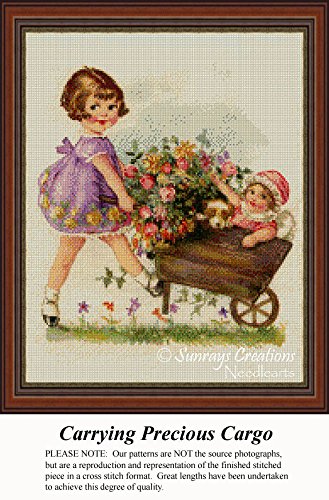 Carrying Precious Cargo, Vintage Counted Cross Stitch Pattern (Pattern Only, You Provide The Floss and Fabric)