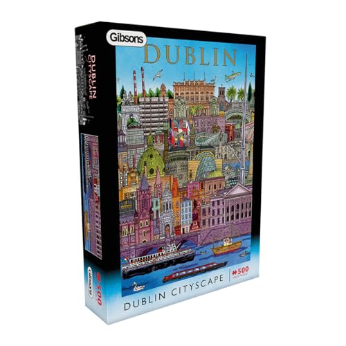 Gibsons Dublin Cityscape Rompecabezas de 500 piezas para adultos y adolescentes – Lugares emblemáticos coloridos de Irlanda – Piezas gruesas premium sustentables para fans de viajes miniatura 1
