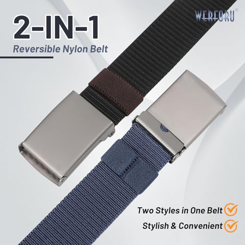 WERFORU Men Tactical Belt Nylon Belt for Men Golf Belt Reversible Belt with Flip-Top Metal Buckle Hiking Work-2-in-1 Belt3