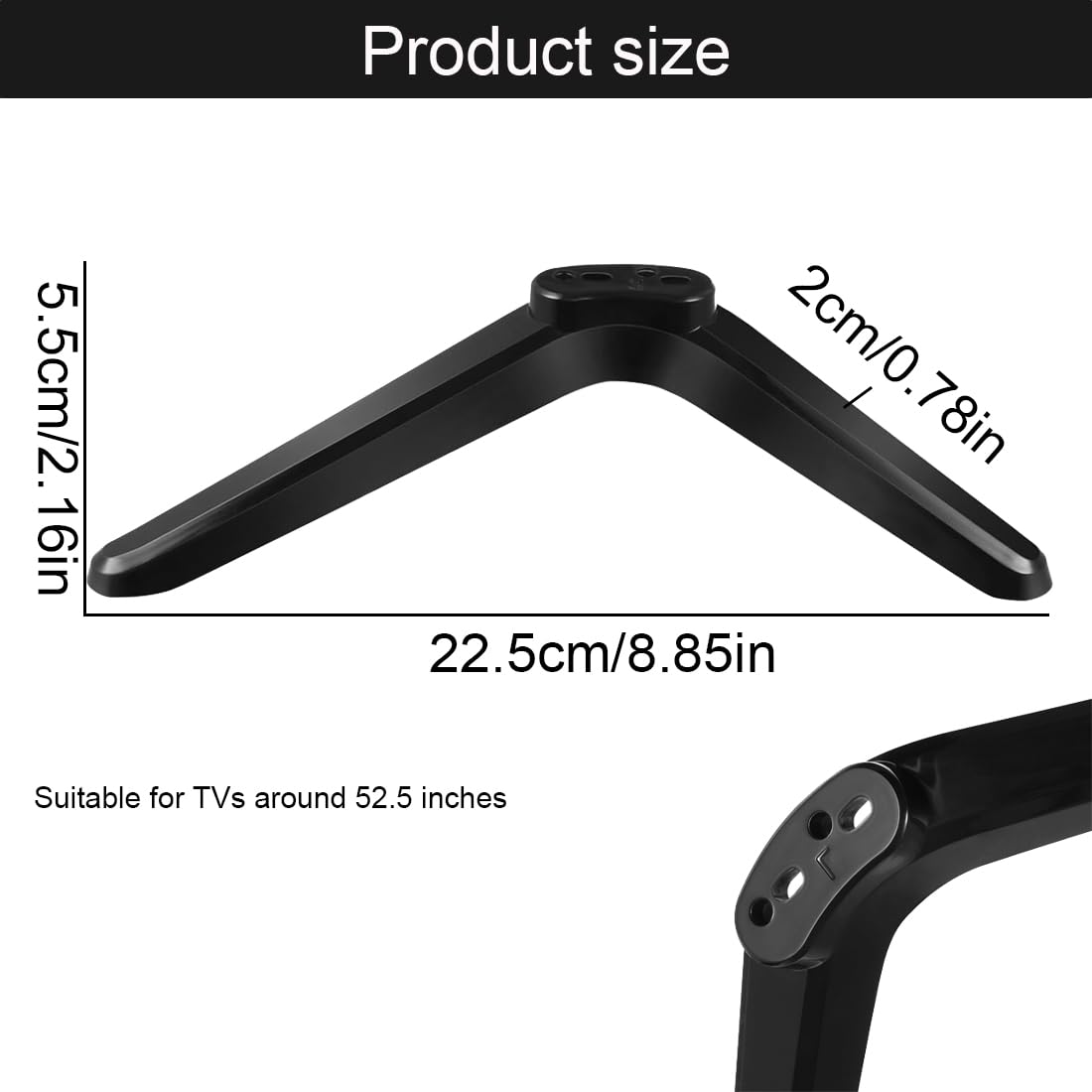 Pieds De Support Universels Pour TV - 1 Paire Noire - Compatible 32 à 55 Pouces - En ABS Avec Patins Antidérapants