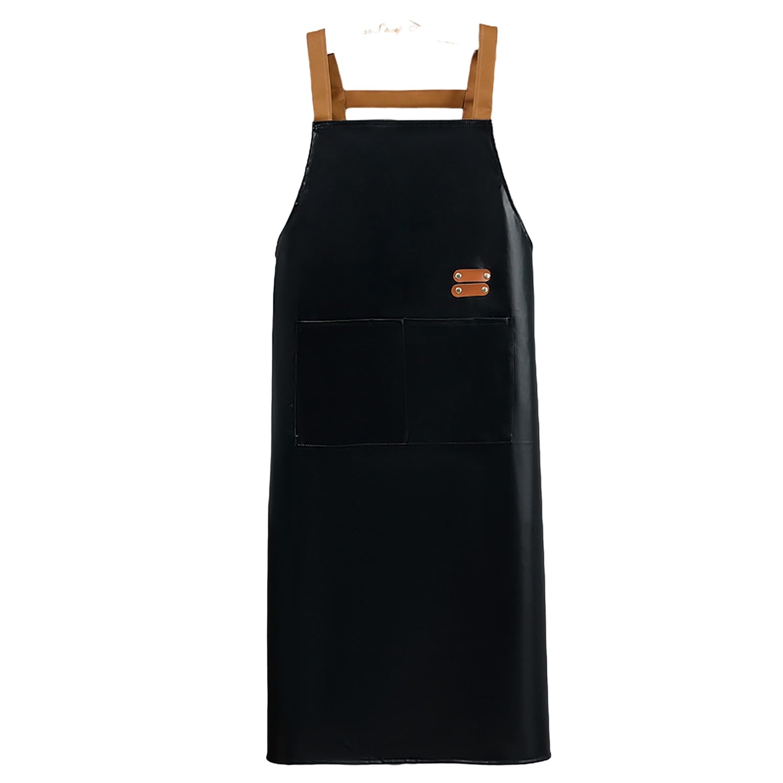 Kalttoy Stylish and Practical PU Leather Apron Restaurant Waterproof Apron Cooking Work Clothes with Pocket for Women Men Oil Resistant