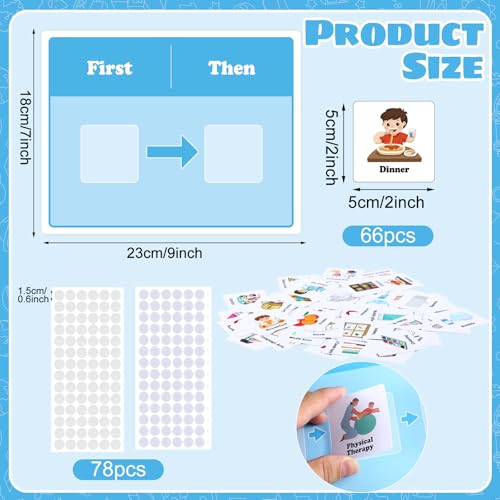 Ireer 1 Set First Then Visual Schedule for Kids 66 Communication Cards Autism Learning Materials for Special Education Classroom or at Home Kids Activity - Image 4