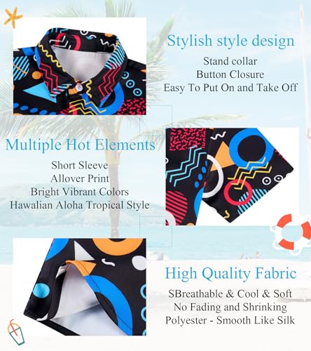 Image of uideazone Boys Hawaiian Shirts Novelty Printed Funky Short Sleeve Button Down Shirt Kids Aloha Luau Shirt 7-14T