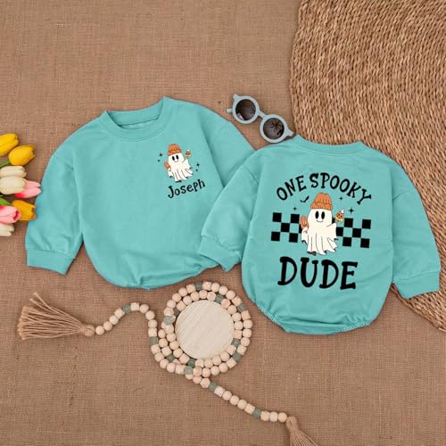 Personalized My First Halloween Baby Boy Outfit, 1st Halloween Baby Boy Long Sleeve Sweatshirt Romper4