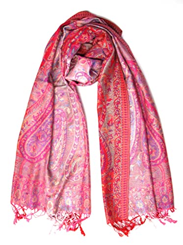 SERENITA Pashmina Scarf for Women Large Colorful Rainbow Shawl Reversible Paisley Wraps, Soft Wedding Scarf2