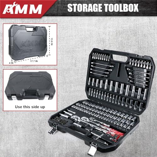 AMM Mechanics Tool Set, 1/4 in, 3/8 in and 1/2 in Drive socket set, 202 Piece - Thumbnail 4