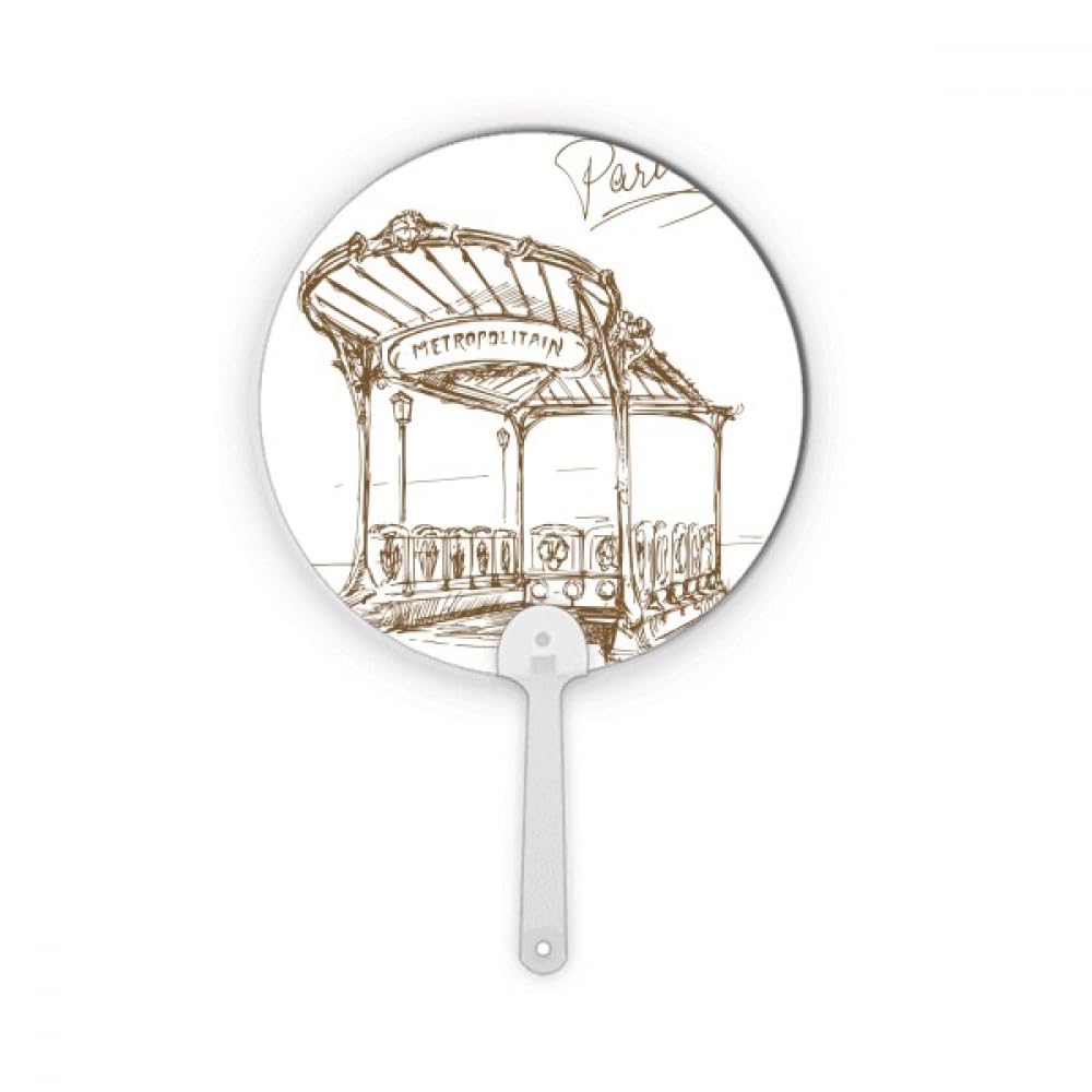 Éventail rond plastique France Paris Métropolitain souvenir authentique déco artisanale