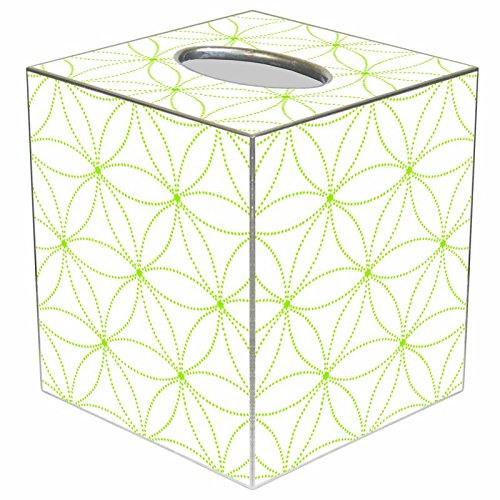 Daisy Dot Lime Paper Mache Tissue Box Cover