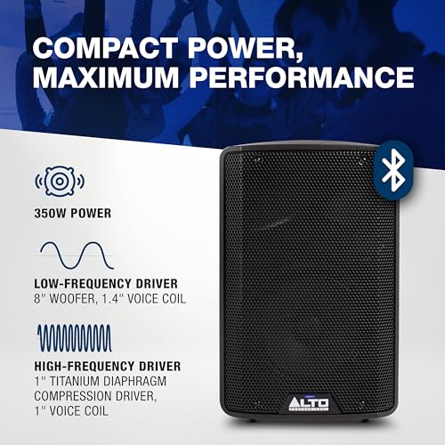 Image of Numark Party Mix II DJ Controller and ALTO TX408 Powered PA Speakers Pair for Live Music, DJ sets, Events, Music production
