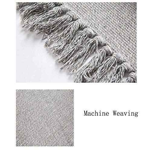 Eanpet Braided Rug Cotton Area Rug Pure Tassels Floor Rug Hand Woven Reversible Throw Rugs Door Mat Laundry Room Rug Indoor Runner Bathroom Tablecloth (2X3 Ft, Grey) #TOP2
