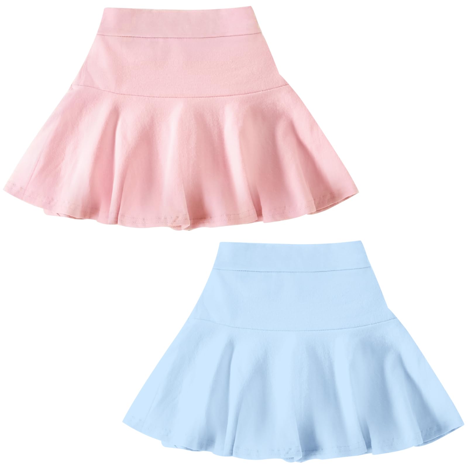 DREAM BUS 2 Pack Girl Pleated Skirts Built in Shorts Little Kid Tennis Skorts Toddler Girl Athletic Flowy Skorts Skirts