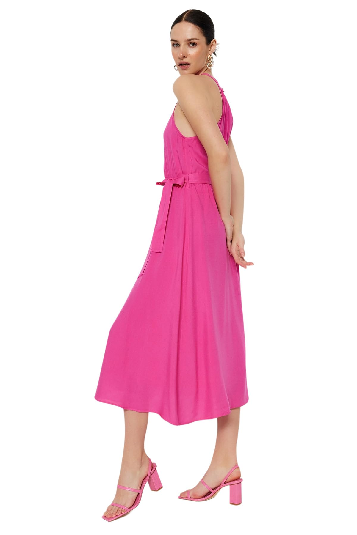 Trendyol Women's Fuchsia A-Line Regular Fit Woven Dress,,42
