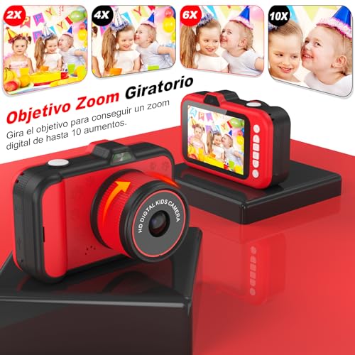 Miniatura 2 de Camara Fotos Infantil, Pantalla Grande 3,5 , Zoom Giratorio 360 , Camara Digital Video Niños 1080p Hd Con Selfie, Flash Led, Tarjeta Sd 32g, Regalo Para Niñas Y Niños 3 4 5 6 7 8 9 10 11 12 Años Rojo