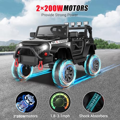 Hikole 24V Ride on Toys for Big Kids with Remote Control, 4X4 400W Battery Powered Truck with Bluetooth, Music, LED Ligh - Additional View