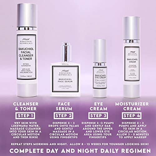 Bakuchiol Facial Serum Oil 1.7 Oz - Retinol Alternative - Clinical Strength Bakuchiol - All Natural Plant Derived Clean Beauty Ingredients - Bakuchiol, Squalane, Vitamin C, Rose Hip Oil, Vitamin E - #TOP4