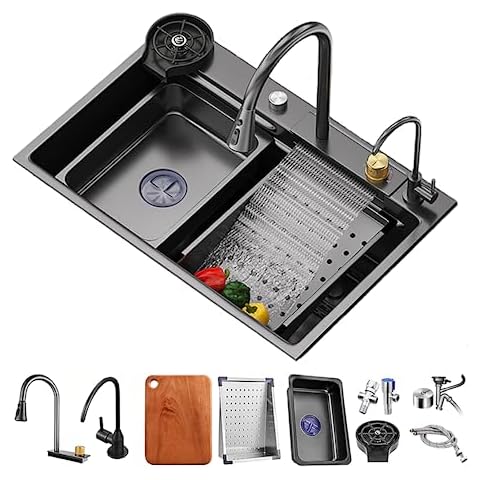 WIOUAHCST Black Stainless Steel Sink Cover