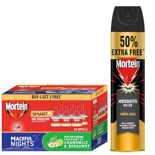 Image of Mortein Insta5 Mosquito Repellent Liquid Refill - 45Ml X 6 (Buy 4 Get 2 Free) & Flying Insect Killer-Mosquito & Fly Killer Spray, 625 Ml| 100% Protection Against Dengue Mosquitoes