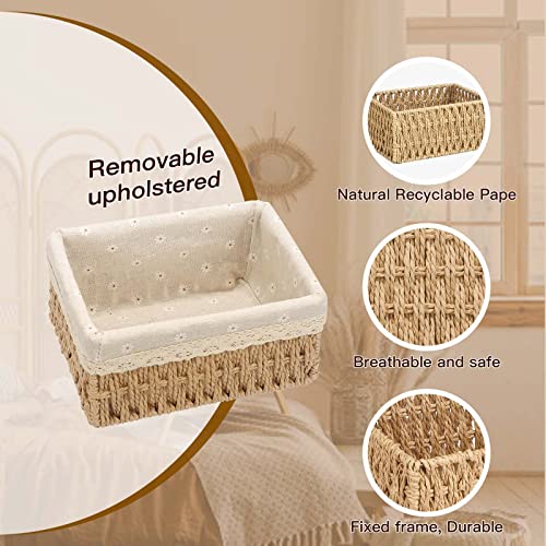 Sosayet Aufbewahrungskorb Korb Spielzeug Aufbewahrung Badezimmer Körbchen Geflochten Wickeltisch Organizer Körbchen Kinderzimmer Boxen Basket Kleiner Korb 3er Set aus Gewebtem Recyclebarem