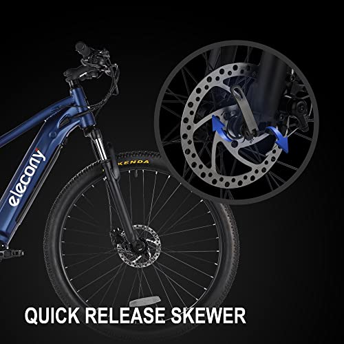 Elecony 27.5" Electric Bike, 350W City Commuter Electric Mountain Bicycle, 20Mph Adult Ebike With Removable/Hidden 36V 10.4Ah Battery, Suspension Fork, Professional 7/22 Speed Gears, Black/Blue #TOP4