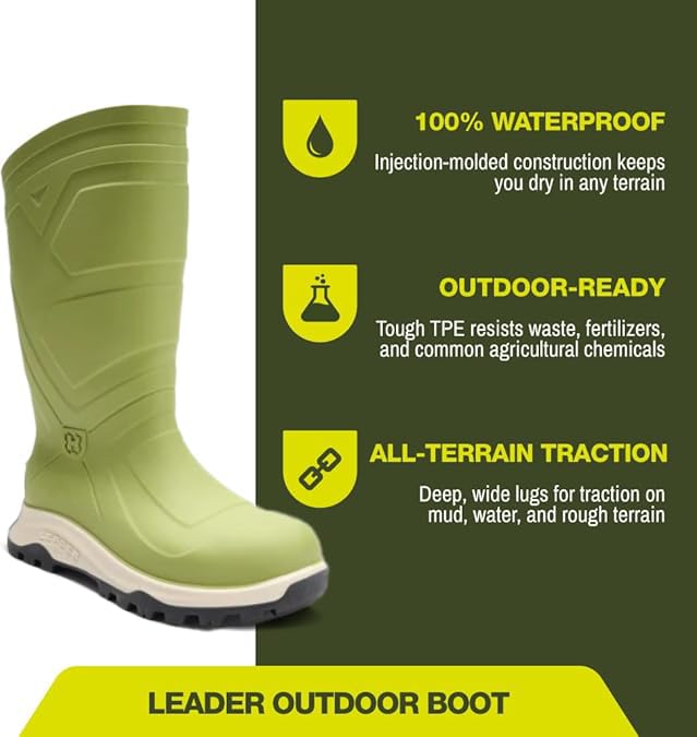 Image of Heartland Leader Outdoor Waterproof Boots for Men and Women - Work, Hiking, and Fishing Boots with Cushioned Footbed and Midsole, Traction Outsole