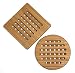 Lipper International 8821-2 Bamboo Wood Trivets, Set of 2, One Square/One Round, 7-3/4"
