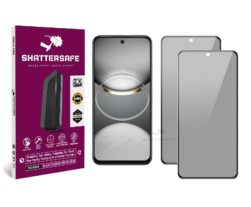 Image of Anti-Spy Privacy Tempered Glass Compatible For Tecno Spark 30C 5G [Pack of 2]. 9H Hardness, Anti-Scratch, Edge-to-Edge Protection With Easy Installation Kit & Case Friendly Fit.