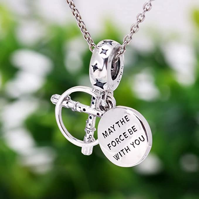 Lightsaber Dangle Charm 925 Sterling Silver Pendant,Jewelry Beads Gifts for Women Bracelet&Necklace 0242