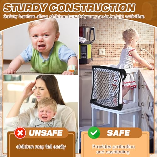 Toddlers Tower Safety Net Guard for Toddlers Tower Safety Net for Kitchen Learning Step Tool, Black(17.72 x 17.72 Inch) - Image 6