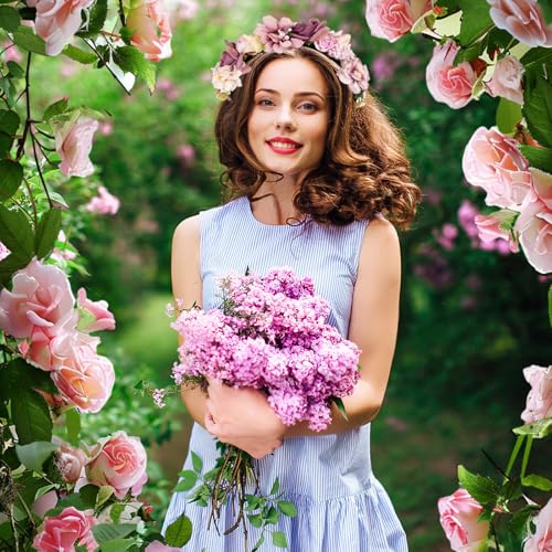 HuaMuDM Headband Dirndl Flowers, Flower Hair Wreath, Flower Headband - Image 3