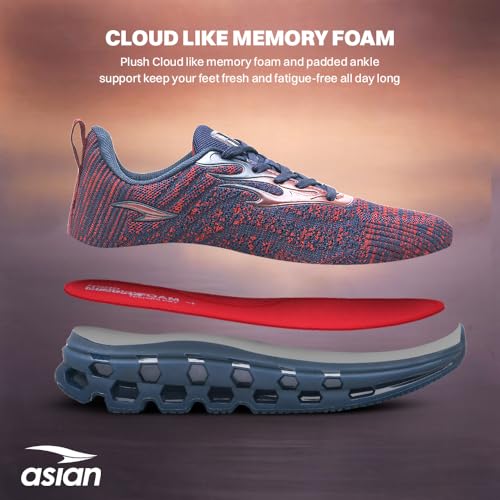 Image of ASIAN Powerplay-29 Men's Running Shoes | Fire-Pattern Design with HexaFlow TPU Sole | Fish-Scale Yarn Upper Shoe | Premium Athletic Sporty Sneakers
