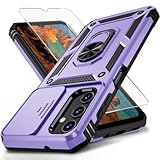 Vinve for Samsung Galaxy A14 5G Case with Slide Lens Cover, HD Screen Protector, Military Grade Drop Protection, Magnetic Rotated Ring Holder Kickstand Protective Phone Case (Lavender)