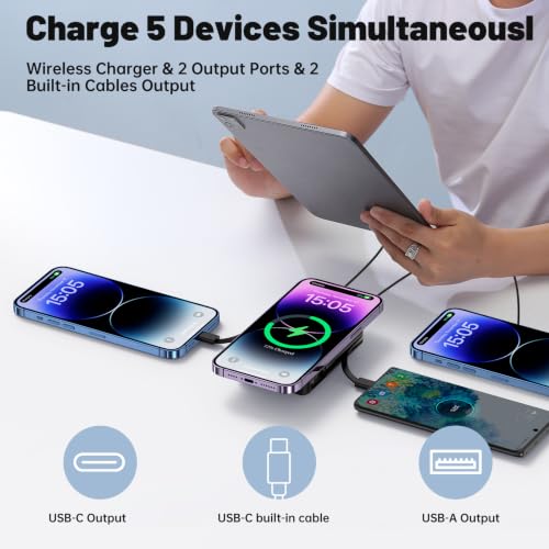 Vexnera Magnetic Portable Charger 10,000mAh, Dual USB-C Wireless Power Bank - image 6