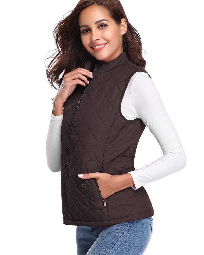 fuinloth Gilet Donna Smanicato Invernale Panciotto Dritto Collarei Giacche Ultraleggeri Senza Maniche Giacca con Tasca con Cerniera