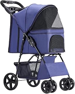 Carrinho de passeio para cães para animais de estimação para cães e gatos pequenos e médios Carrinho de passeio dobrável para animais de estimação Carrinho de passeio para cães Premium Carruagem para gatos Carrinho de bebê com (azul)