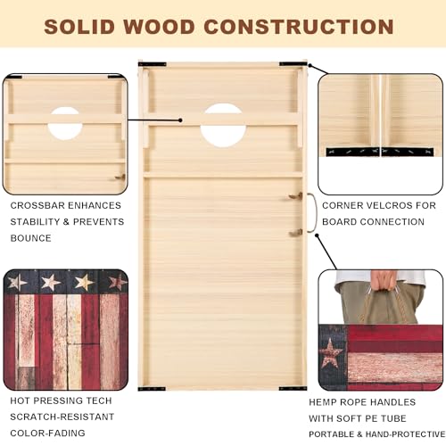 Image of Sportdo 4x2 ft Solid Wood Cornhole Set with 8 Bean Bags, Regulation Size Cornhole Board Set for Adults, Cornhole Game Set for Tailgate Backyard Toss Games Indoor&Outdoor Activities