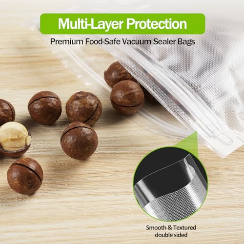 Image of Vacuum Sealer Bags for Food, BPA-Free Food Storage Bags, Freezer, Microwave - Odor-Resistant, Leak-Proof - Compatible with Auletor Mason Jar Vacuum Sealers (10PCS)