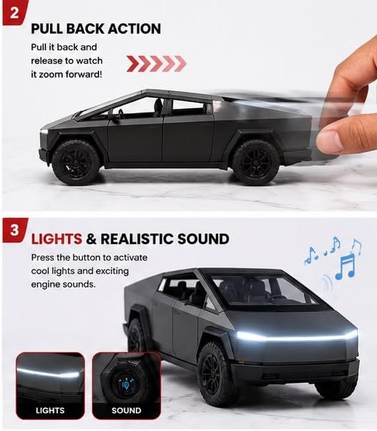 Image of Kammateswara Kids die cast car 1:32 Scale Model Metal Pullback Toy car with Openable Doors & Light Music(Random Color as per Stock) (Pickup Truck)