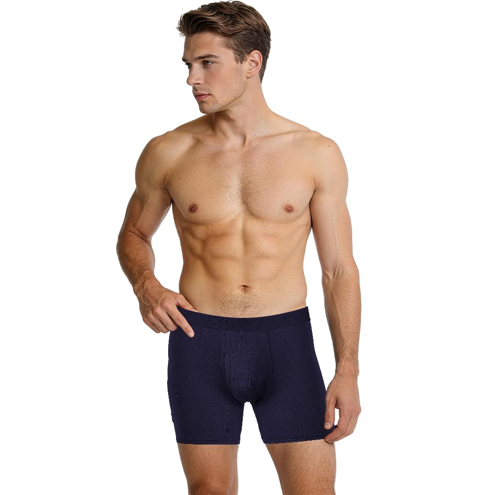 DiULi Calzoncillos Hombre Boxer Deportivos, Pack de 3 Calzoncillos Bóxers de 95% Fibra de Bambú y 5% Elastano, Ropa Interior Extra Larga, Bóxers Hombre Deportiva, Comodidad Todo el Día