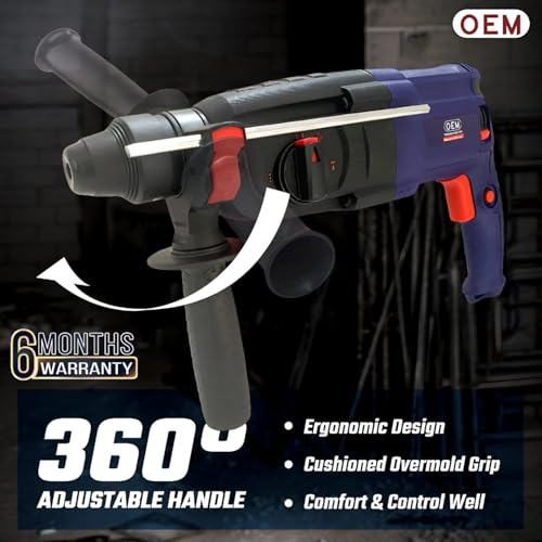 Image of OEM Professional 26MM Rotary Hammer Drill 900W Heavy-Duty 3-Mode Machine | Full Copper Motor | Forward /Reverse Function | Includes 3 Drill Bits + 2 Chisels | 6-Month Warranty