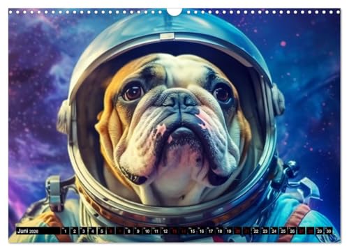 Hunde im Weltall (Wandkalender 2026 DIN A3 quer), CALVENDO Monatskalender: Hunde im All: Eine kosmische Reise der Niedlichkeit. (CALVENDO Wissenschaft)