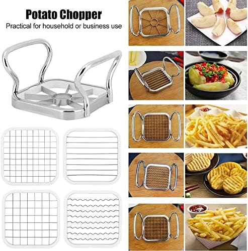 Stainless Steel Apple Cutter, Kitchen Apple Slicer, Fruit Cutter, 5 in 1 Stainless Steel Apple Corer and Slicer, with Anti-Slip Handle for DIY Making, Fruits, Vegetable, Potato (Silver)