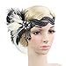 Produktbild JenK Cing 1920er Jahre Headpiece Feather Flapper Stirnband Gatsby Kopfschmuck Vintage Königs Erwachsene Party Haar Halloween Weihnachten Cosplay Punktierter Stirnbänder Bögen Zubehör (Weiß)