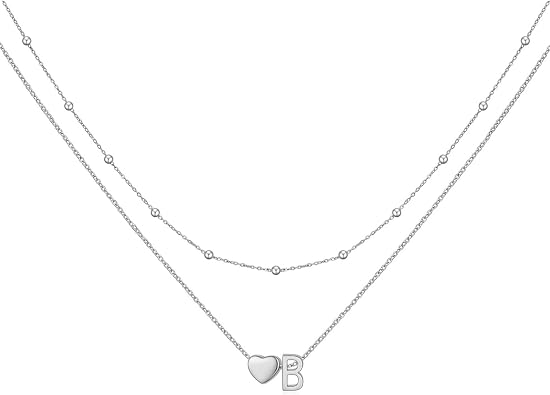 VQYSKO Gold Initial Heart Necklace for Women-14K Gold Plated Stainless Steel Heart Necklace for Women