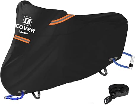 COVERGROUP Motorcycle Cover, 420D, Thick, Waterproof, Water Repellent, UV