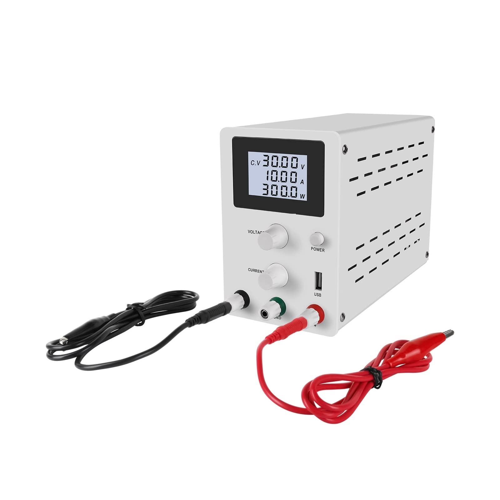 Zasilacz prądu stałego o zmiennym napięciu, Zasilacz DC laboratoryjny stół warsztatowy do konserwacji 30V 10A Regulator napięcia prądu 60V 5A stabilizator przełączający moc(120V 3A White)