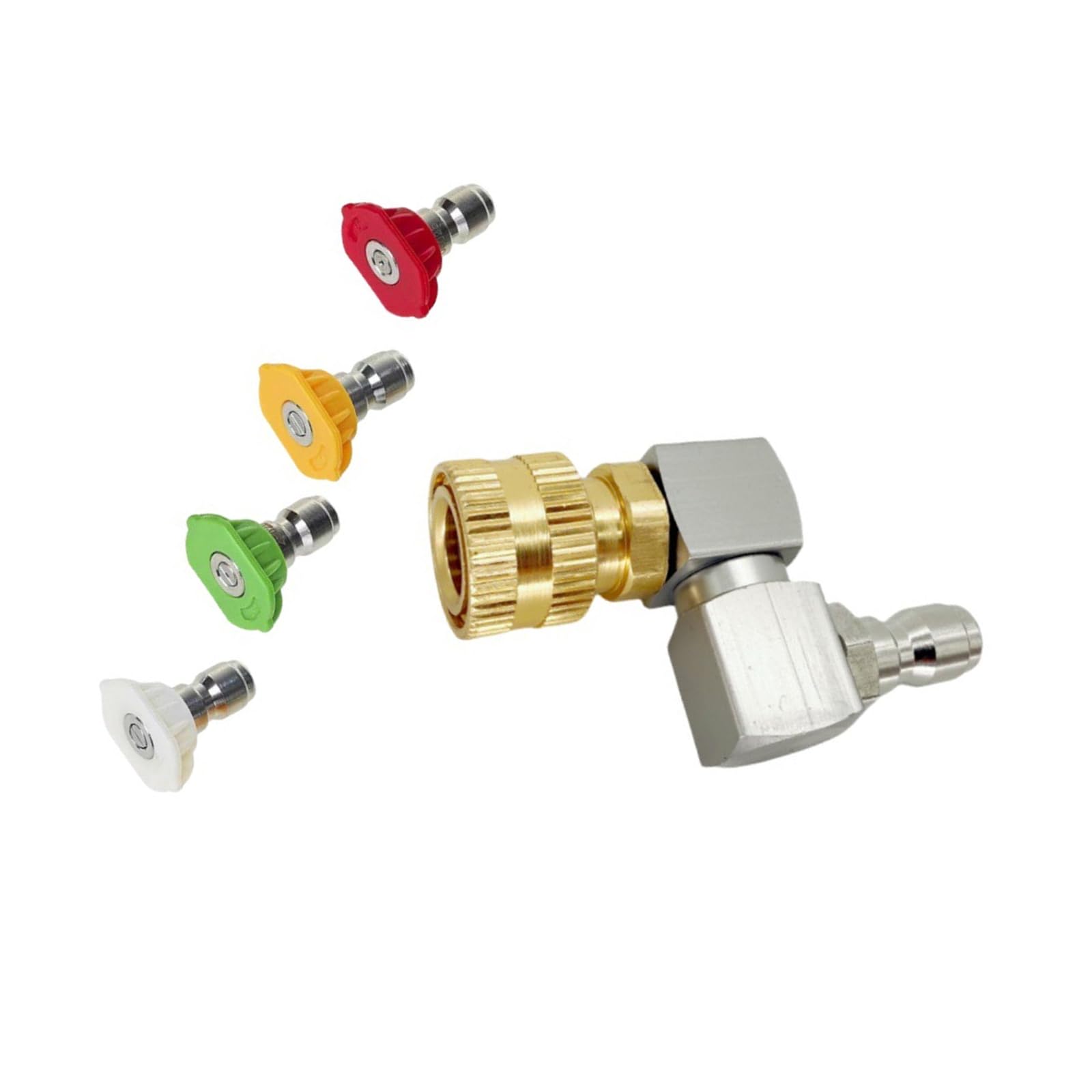 Henygen Silver 360Degree Rotating Pressure Washer Nozzle 1 / 4In Quick Connecting Adaptor For Car Detailing 100Kg Pressure Withstand High Washer
