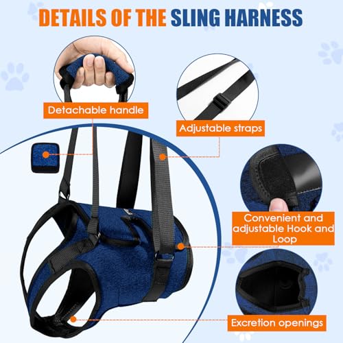 SlowTon Dog Lifting Harness - Support Slings for Back Legs with Handle, Soft Adjustable Recovery Mobility Aids for Senior, Injured, Disabled and After ACL Surgery Rehabilitation Medium Large Dogs - Image 4