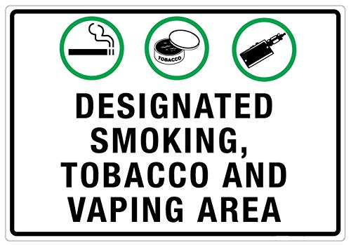 VinMea Warning Metal Sign Designated Smoking/Tobacco/Vaping Area â€“ Wall Sign 12"x18"